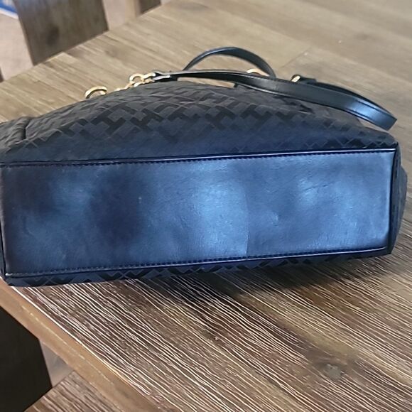 Tommy Hilfiger Black Purse Tote Gold Colored Hardware - Picture 2 of 5